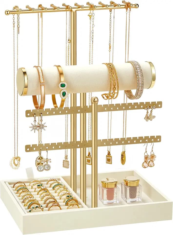 SONGMICS Bracelet Holder Stand, 3 Tiers, Removable Ring Holder