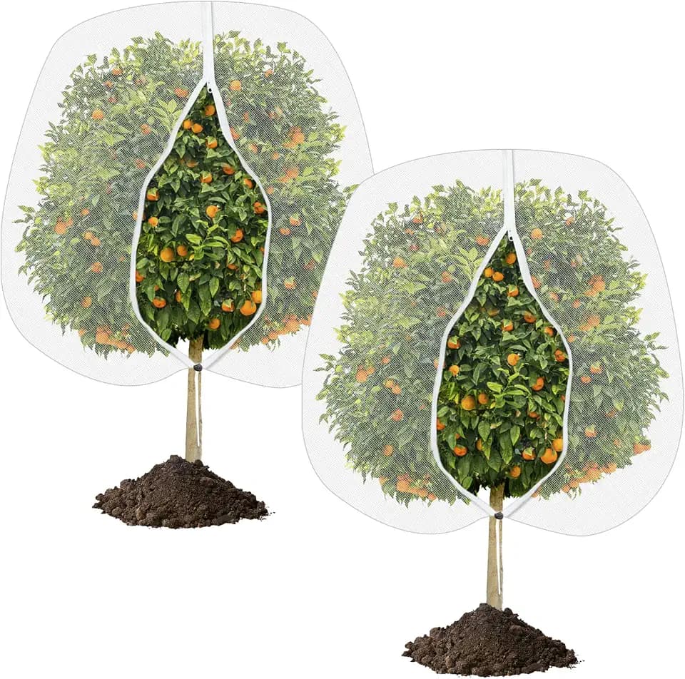 Pflanzenschutznetz Insektenschutznetz 2 Stück Garten Insektennetz mit Kordelzug, Feinmaschig Gemüseschutznetz Gemüsenetz für Obstbäume Pflanzen Blumen Schutz vor Vögel (5.9FT*5.9FT)