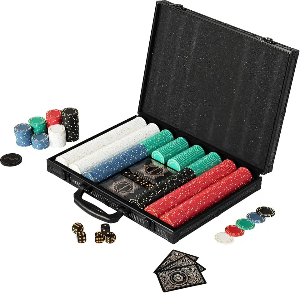Polar Aurora Poker Chips,Gold Dark Poker Set with Black Aluminum Case,Modern Design 11.5 Gram Poker Chip Set for Texas Hold'em, Casino Game Nights, Poker Parties(500pcs Blank)