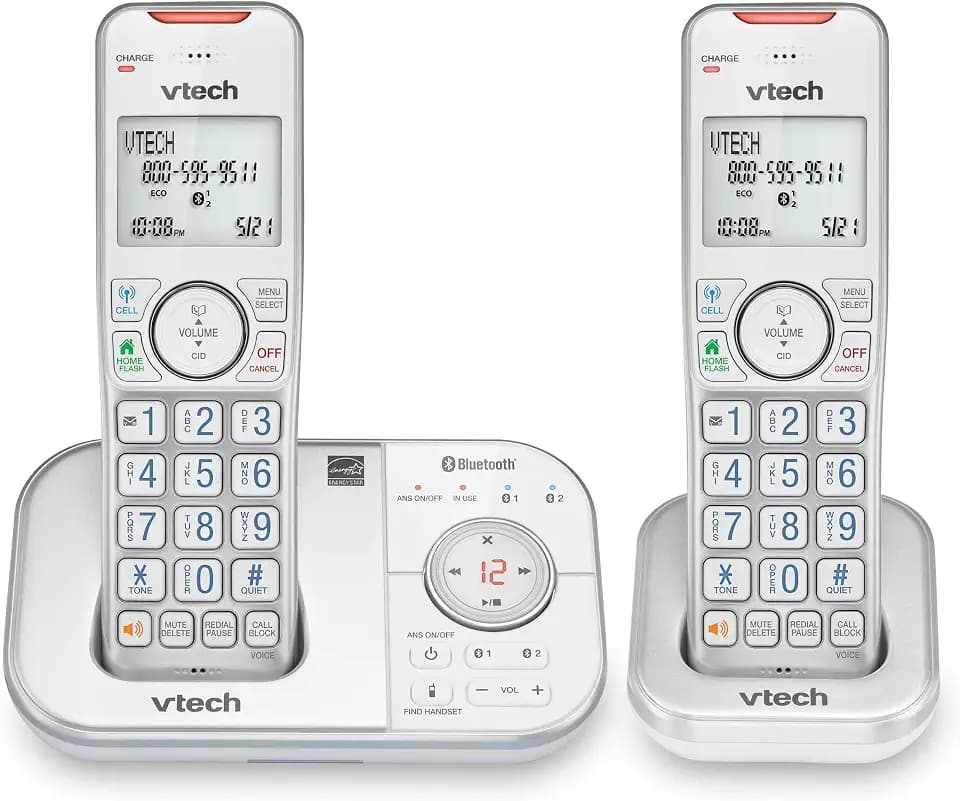 VTech VS112-27 2 Handset Cordless Phone with Answering Machine, Call Blocking, Caller ID, Intercom and Connect to Cell