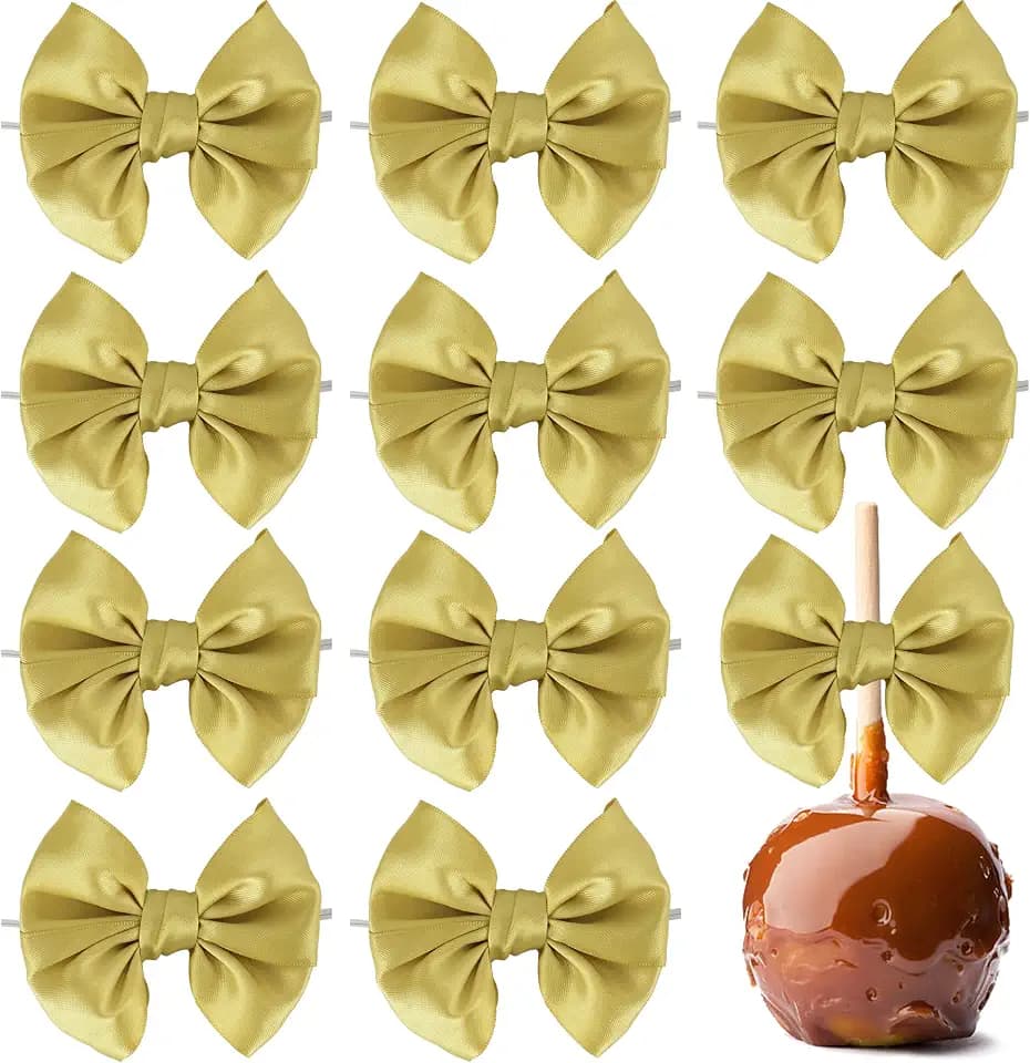 AIMUDI Gold Bows for Gift Wrapping 3.5" Gold Bows for Crafts Satin Bows for Treat Bags Premade Bows for Cake Pops Candy Apple Wedding Favors Baby Shower Decor -24 Counts