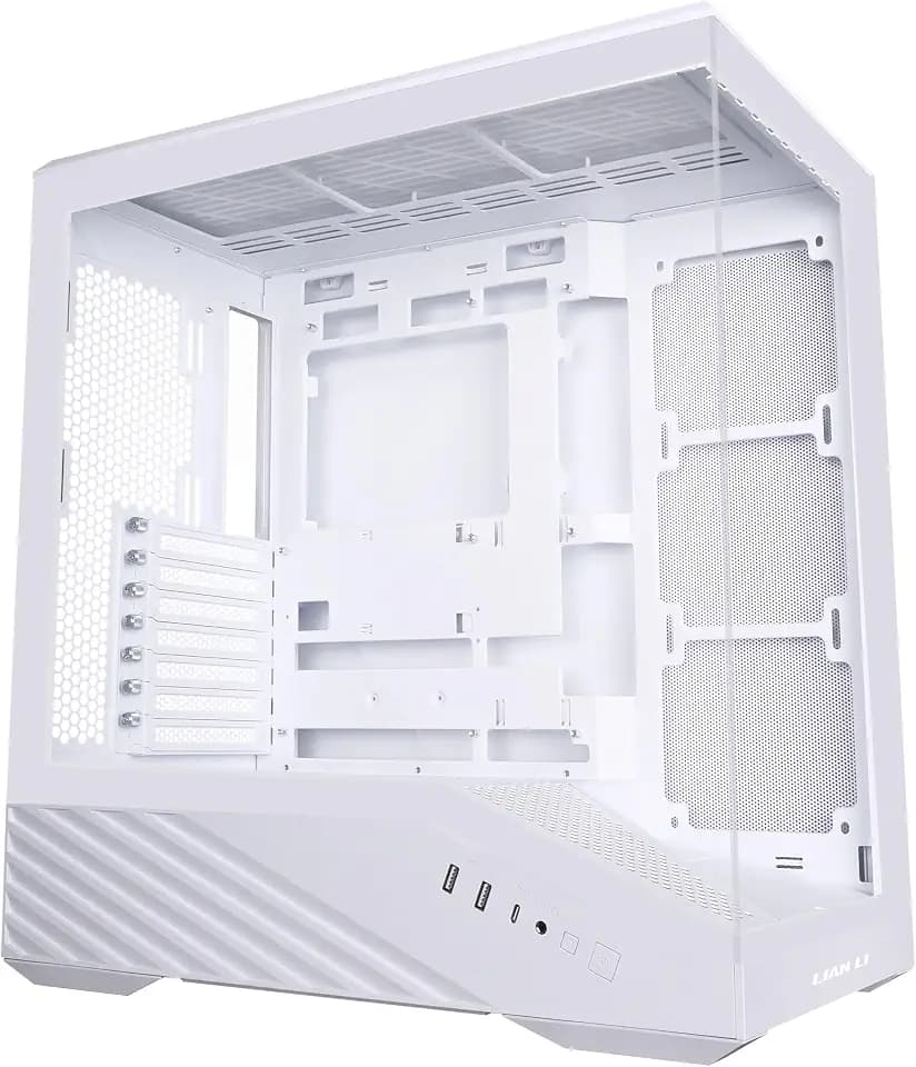 Lian Li Vector V100 ATX Mid-Tower PC Case-Tempered Glass-White-V100W