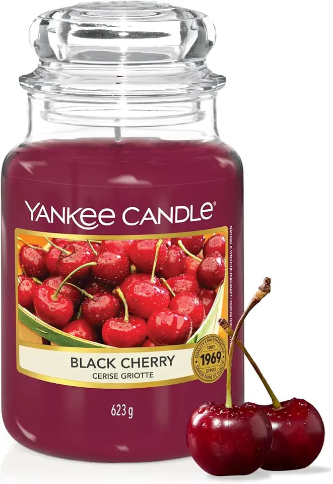 Yankee Candle Duftkerze im Glas (groß) | Black Cherry | Kerze mit langer Brenndauer bis zu 150 Stunden | Perfekte Geschenke für Frauen