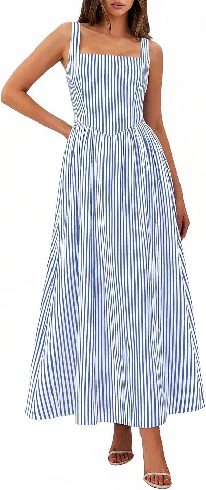 PRETTYGARDEN Women's Maxi Dress Summer Striped Sundress