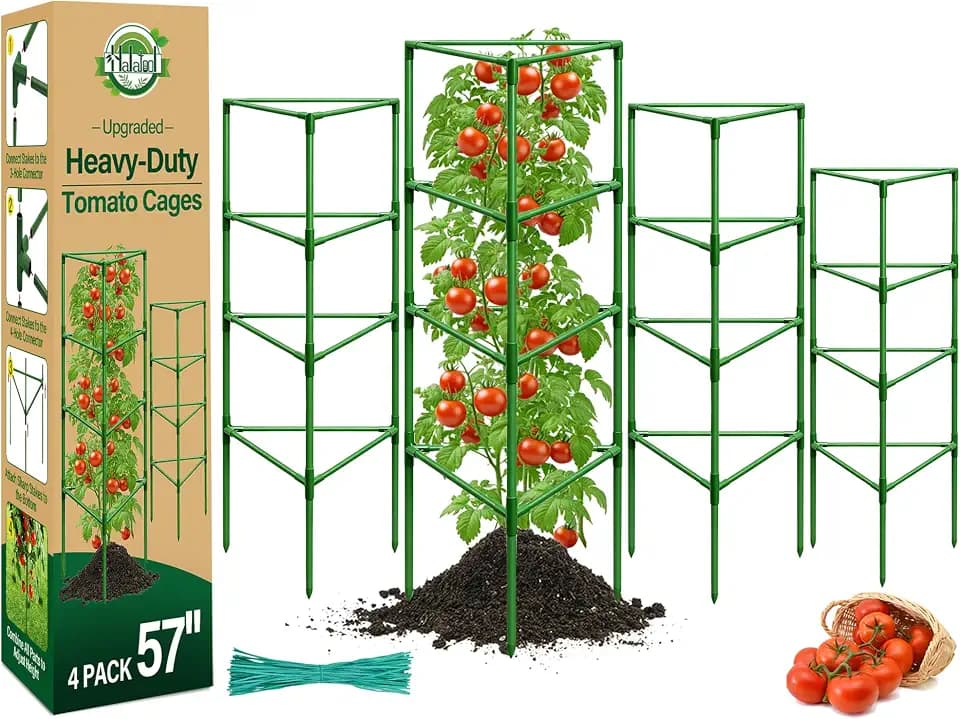 Halatool 4 Pack 57" Tall Tomato Cages for Garden, Heavy Duty Tomato Trellis
