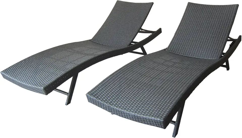 Christopher Knight Home Arthur | Outdoor Wicker Chaise Lounges | Set of 2 | in Grey