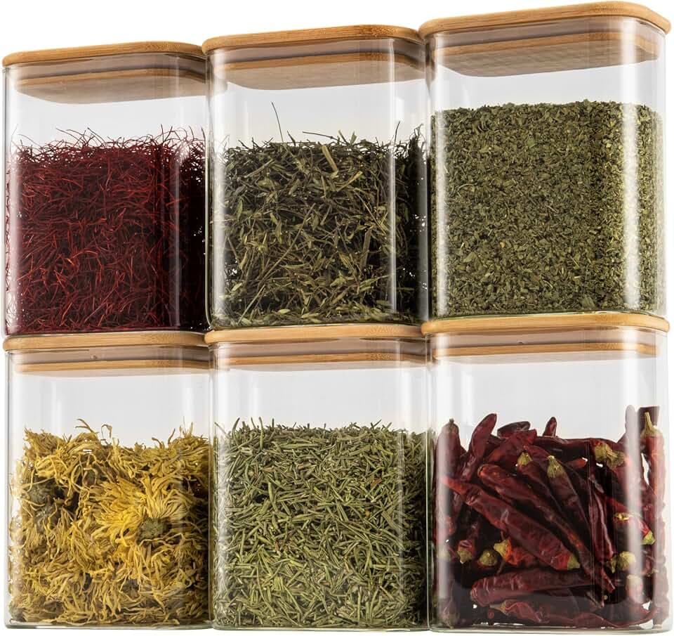 D2scrma 37oz/1.2Qt Rectangle Glass Storage Containers with Lids 6-Pack