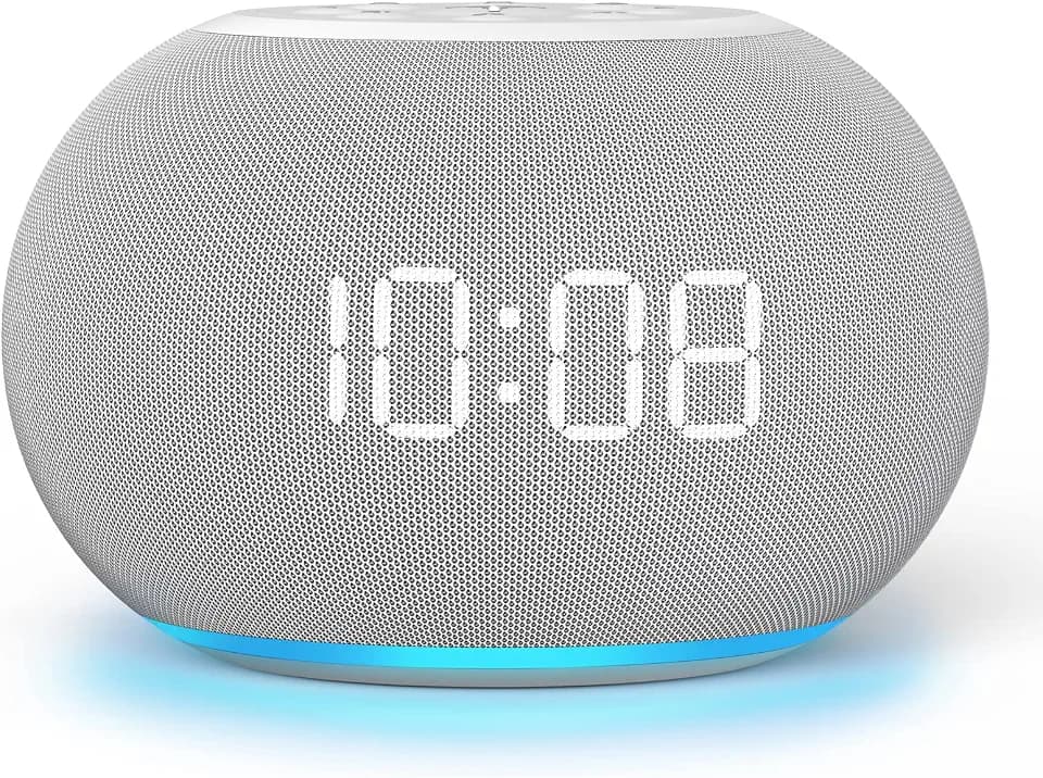 REACHER Auto-Dimmable Sound Machine Wecker mit Nachtlicht, 20 beruhigende Klänge, LED-Digitalanzeige, Sleep Timer, präzise Lautstärkeregelung, weißes Rauschen für Baby, Erwachsene, Schlafzimmer