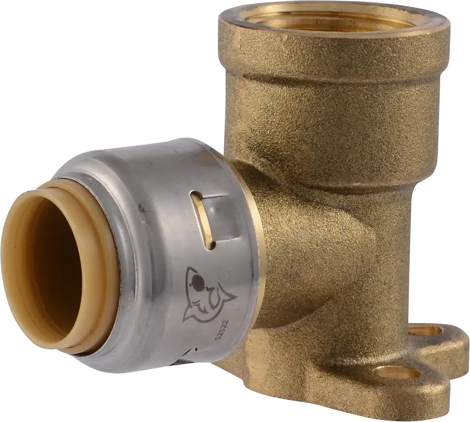 SharkBite Max 3/4 Inch x 3/4 Inch Drop Ear Elbow, FNPT, Push to Connect Brass Plumbing Fitting, PEX Pipe, Copper, CPVC, PE-RT, HDPE, UR340A