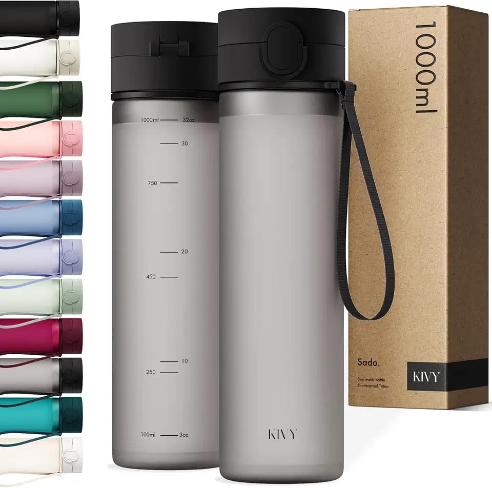 KIVY Trinkflasche 1l aus Tritan - Kohlensäure geeignet & Auslaufsicher