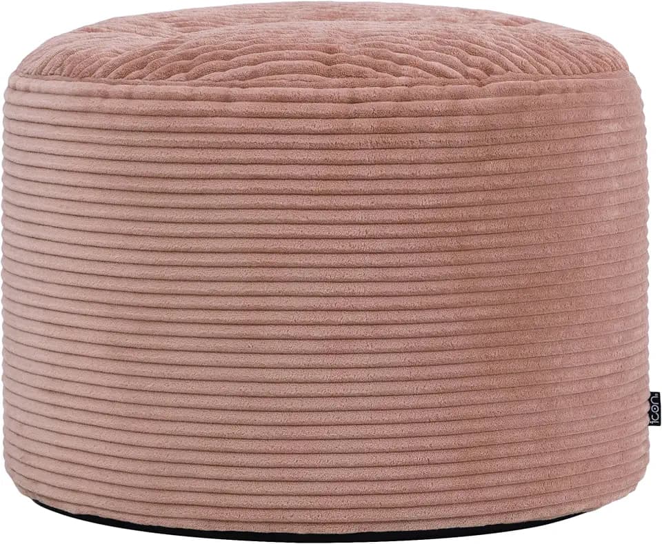Icon Milano Cord Sitzsack Hocker mit Füllung, Rosa
