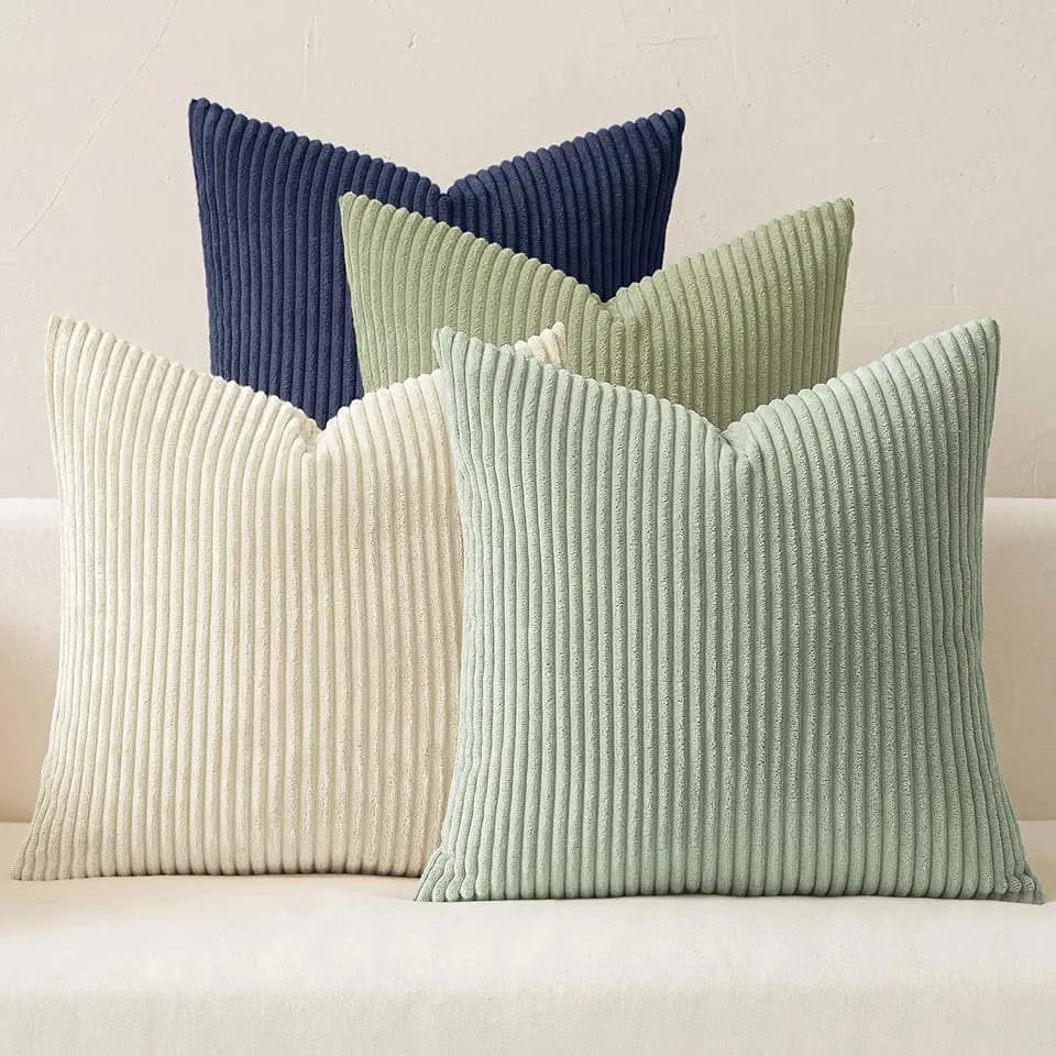 MIULEE Soft Corduroy Decorative Throw Pillow Covers Muted Teal 18x18