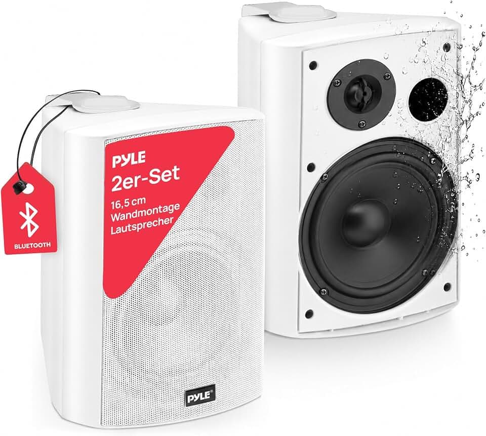 Wasserdichter Bluetooth Lautsprecher 240V Outdoor, Außenlautsprecher Outdoor-Lautsprecher für Outdoor Indoor, Wandhalterung Patio Deck Camper Garten, Terrasse, Restaurant - Aktivlautsprecher Speaker