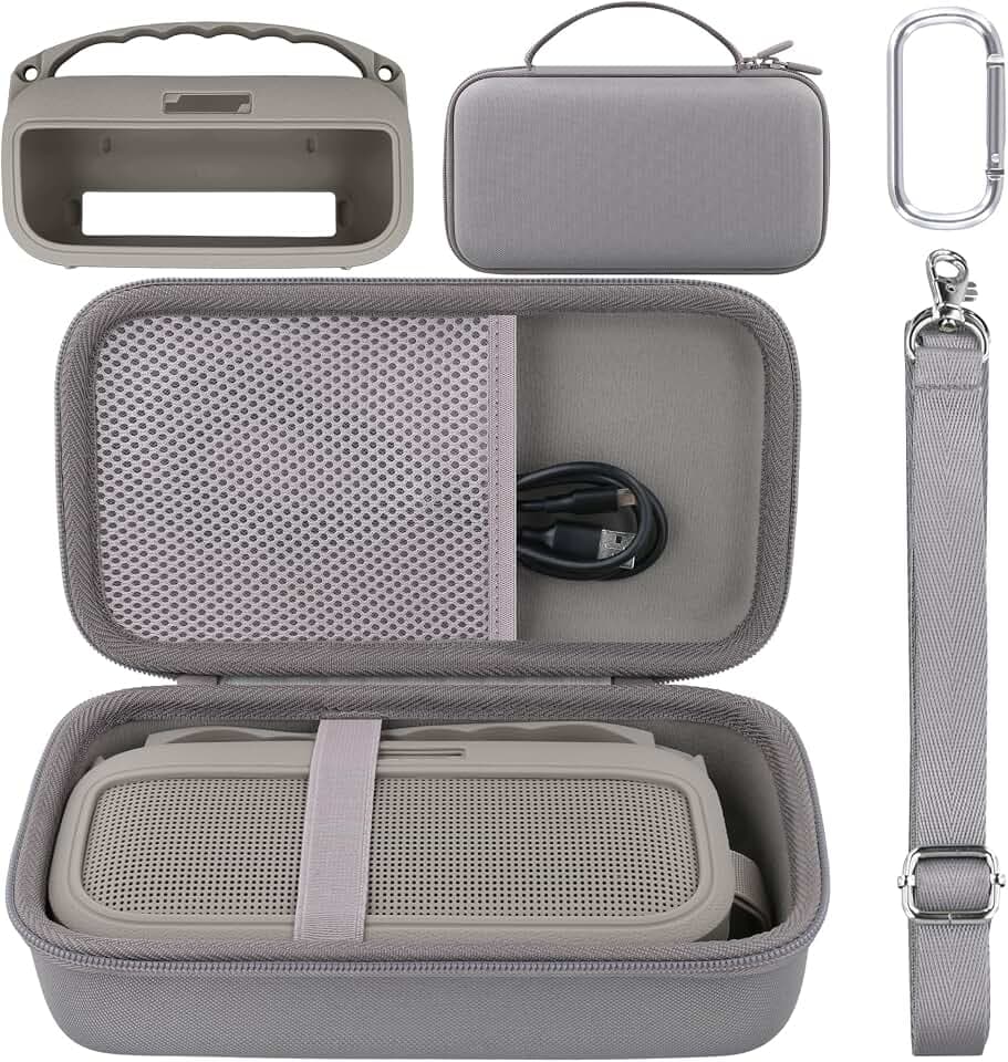 co2CREA Hard and Silicone Travel Case for Bose SoundLink Flex 2/1,Sandstone