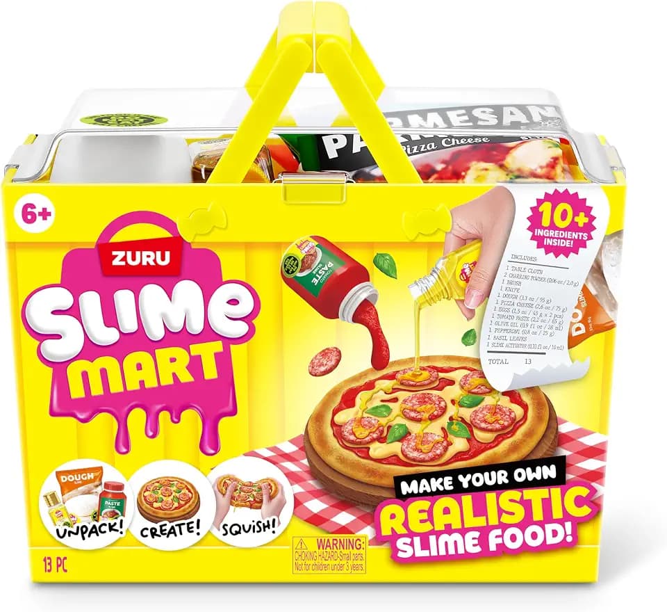Slime Mart Kleiner Korb(Pizza) von ZURU, Schleim-Spielzeug, Basteln für Kinder und Kidults, Soft-Schleim-Herstellungsset für Mädchen von 6–10