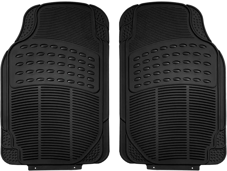 FH Group Automotive Floor Mats Climaproof for All Weather Protection Universal Fit Trimmable Heavy Duty fits Most Cars, SUVs, and Trucks, 2pc Front Set Solid Black