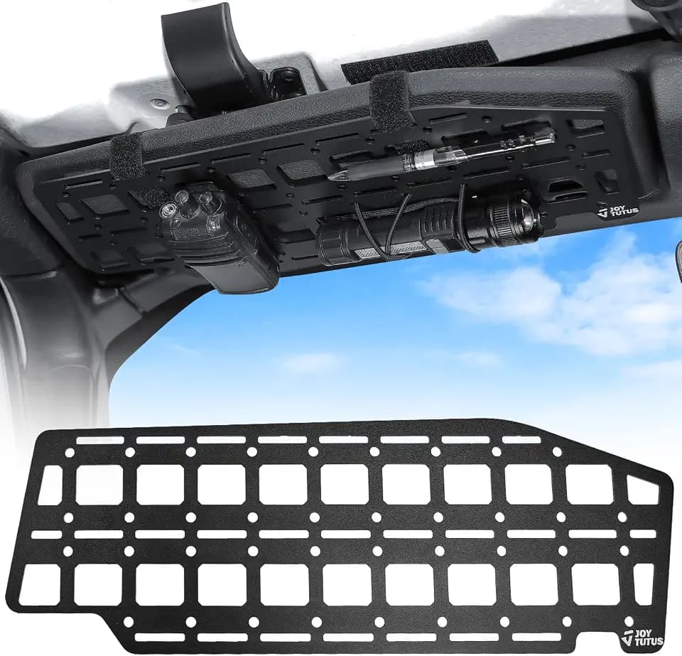 JOYTUTUS Sun Visor Organizer Compatible with 2018-2026 Wrangler JL & 2020-2026 Gladiator JT, Tactical Molle Panel Sun Visor Storage, Tactical Gear Rack