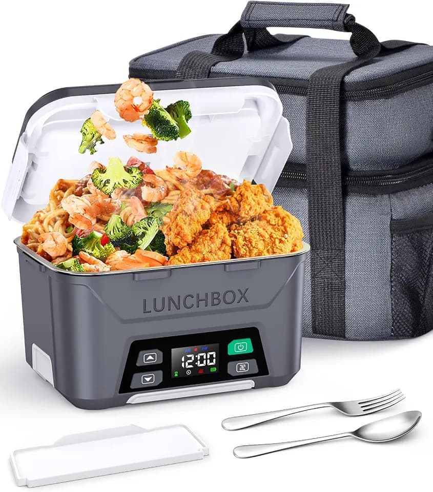 Docusvect Cordless Electric Lunch Box for Adults 1.3L with Schedule Heating