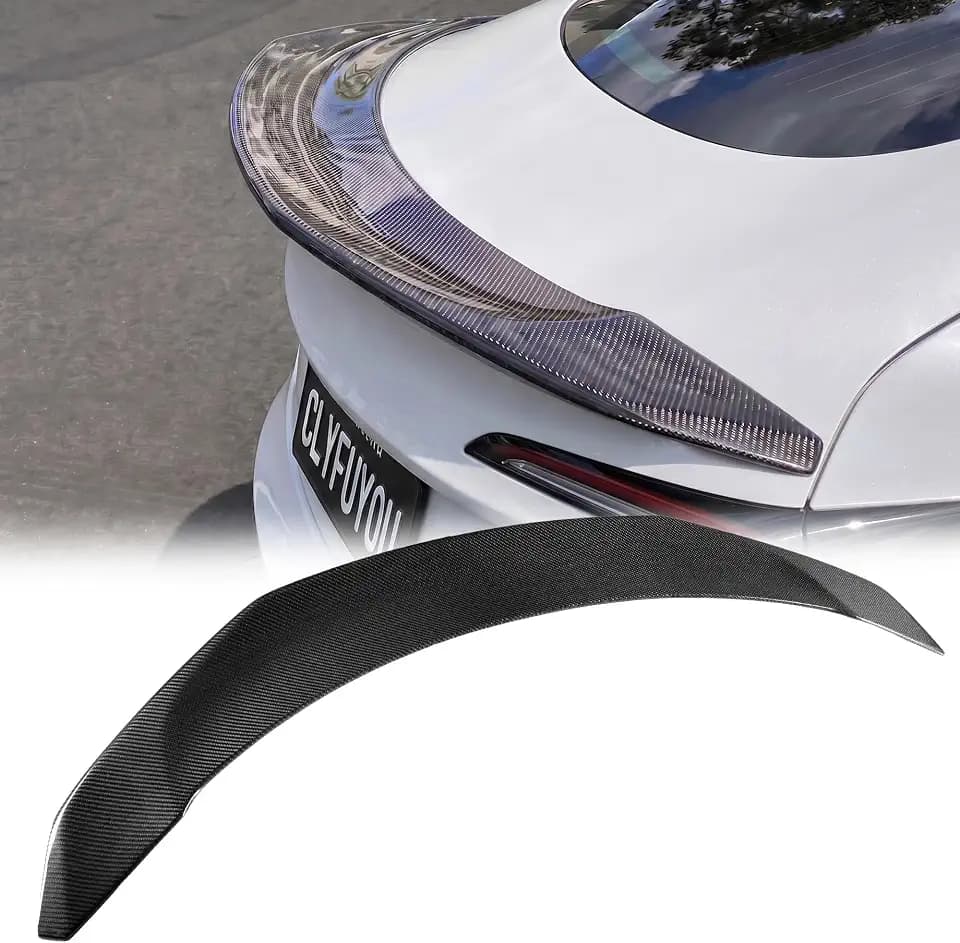 Real Carbon Fiber Rear Trunk Spoiler Compatible with 2024-2026 Tesla Model 3 Highland - Ducktail High Kick Wing for Long Range AWD & RWD