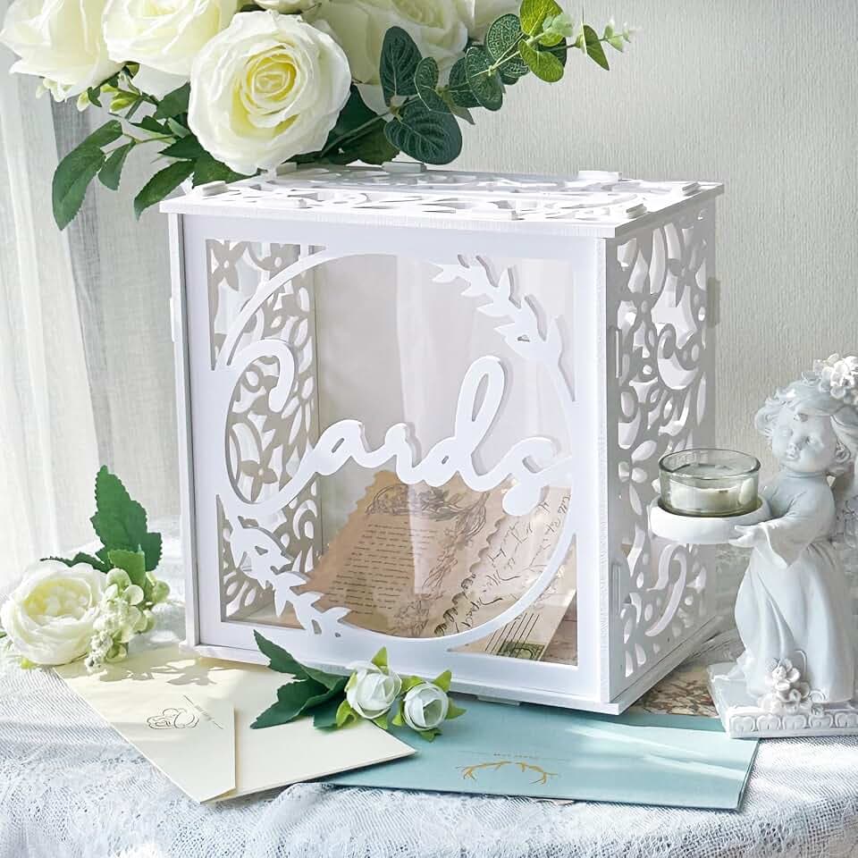 White Wedding Card Box, Wedding Post Box for Cards, Envelopes, Money