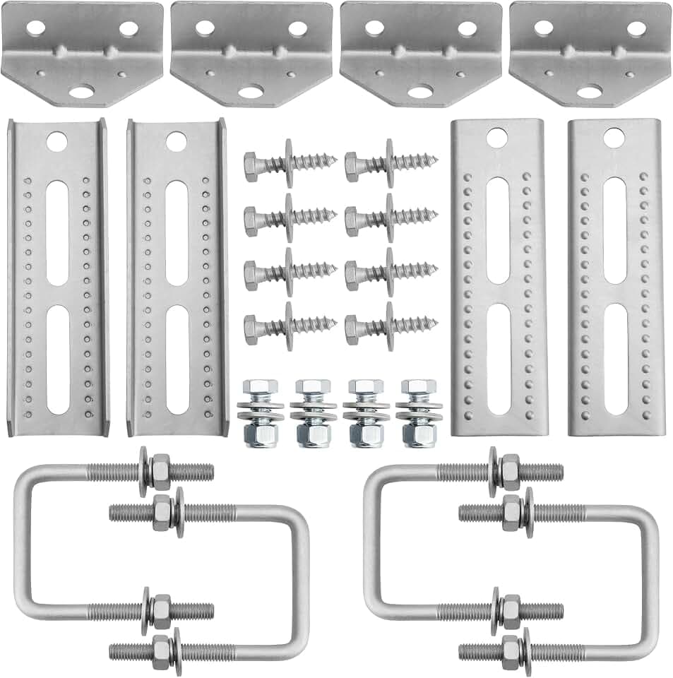 4 PCS 8" Boat Trailer Bunk Brackets, Galvanized Swivel Top, Heavy Duty, for 1.5" x 3", 2" x 3", 3" x 3" Boat Trailer Crossmember