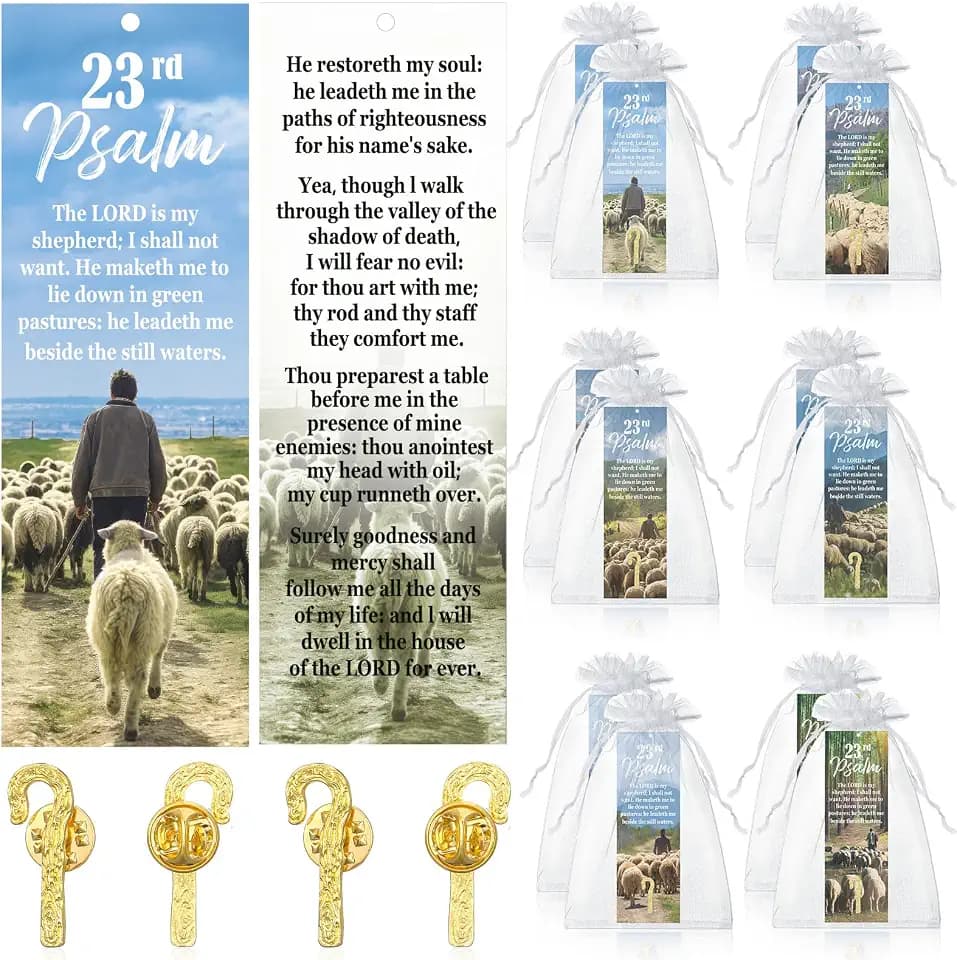 Supervitae 12 Sets Shepherd's Staff Pin 23rd Psalm Bookmark Christmas Gift