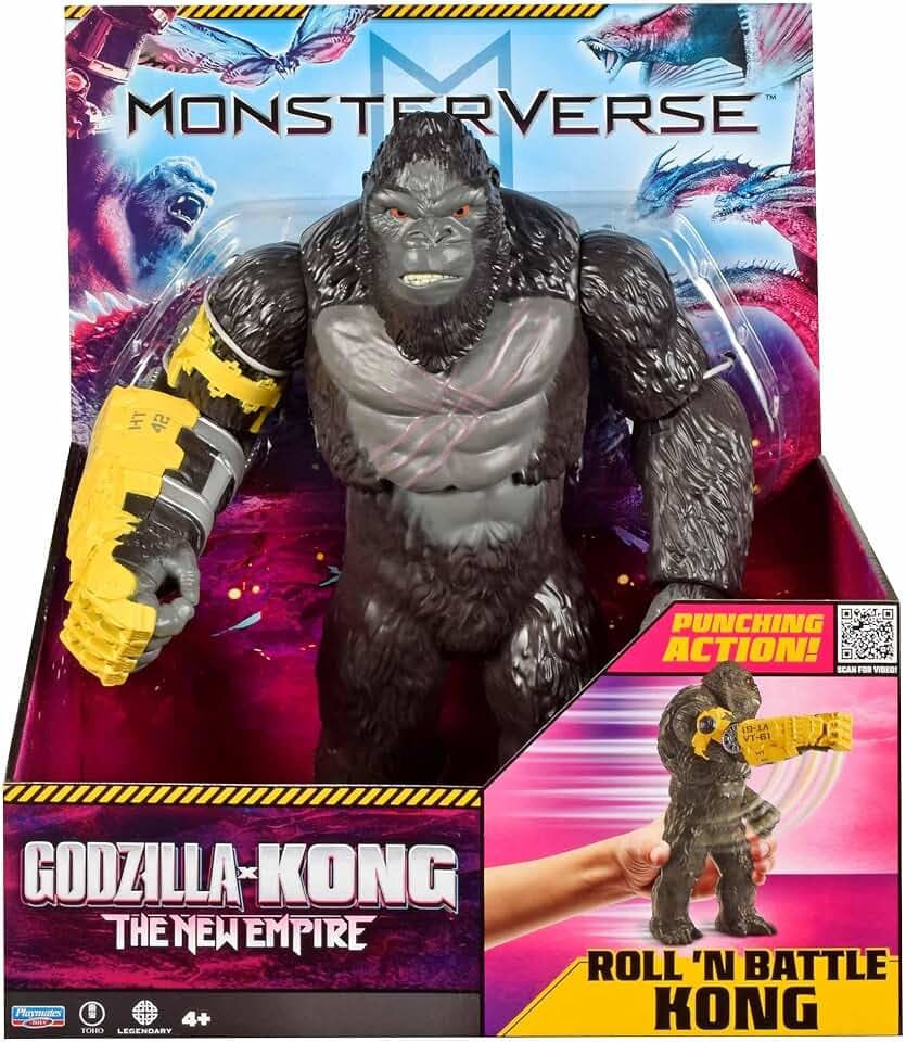 MonsterVerse Godzilla x Kong Giant Kong Roll N Battle – 28 cm Filmgetreue Figur mit Rad & Drehbarem Oberkörper – Actionfigur für Kinder & Sammler – Ab 4 Jahren