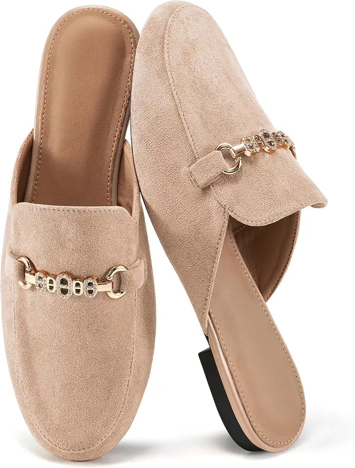FUDYNMALC Buckle Mules for Women Comfortable: Classic Suede Slip On Shoes