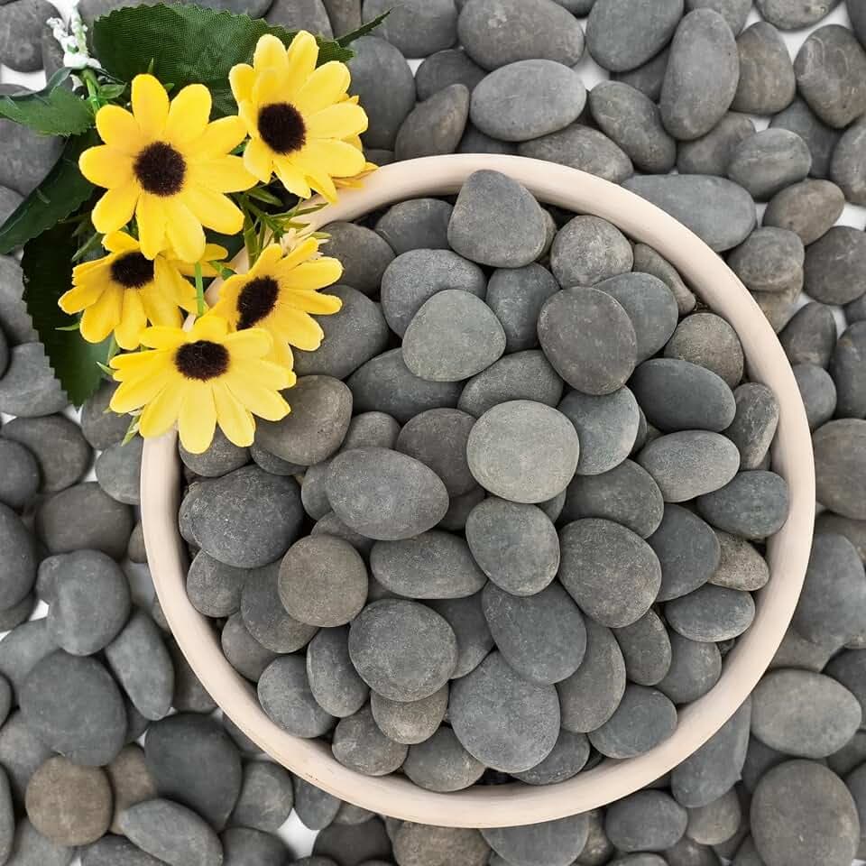 NUPICK 12lb Mexican Beach Pebbles, 1" Black River Rocks for Landscaping