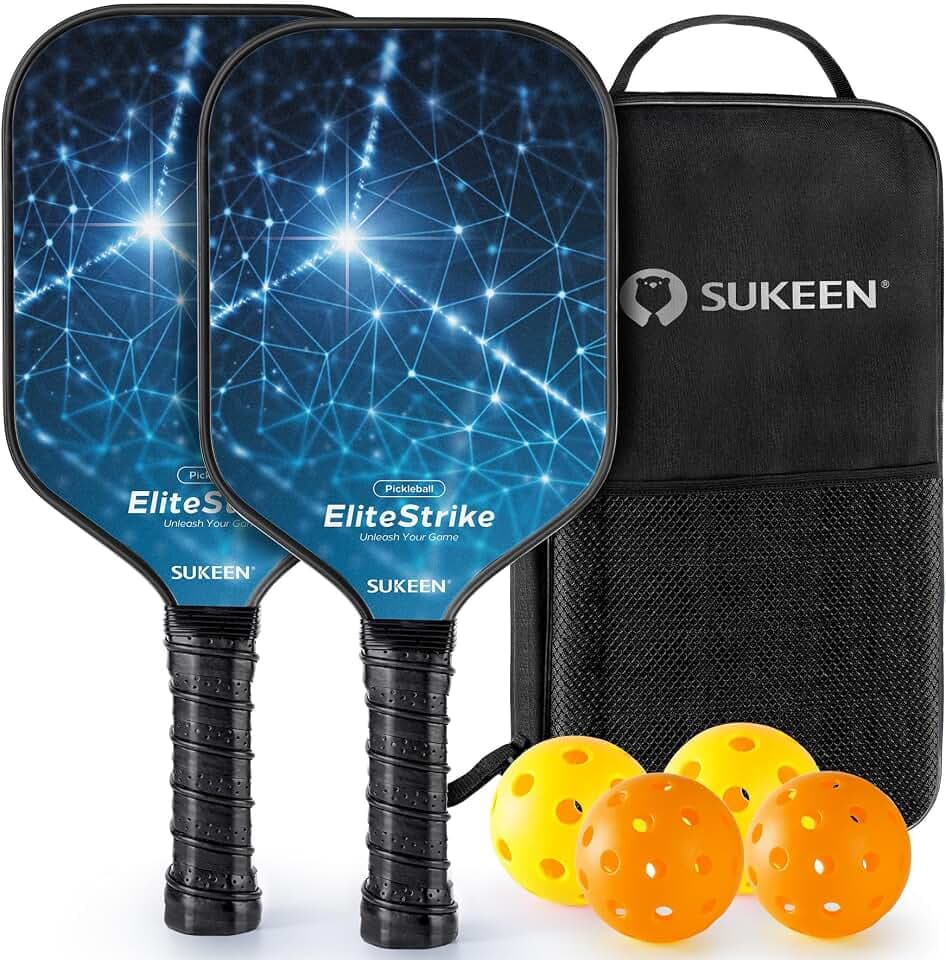 Sukeen Pickleball Paddles Set, 2PCS Sternenhimmel-Design Fiberglas Pickleball Schläger, hohe Sprungleistung, Innen- und Außen-Pickleball Racket mit Tragbare Handtasche