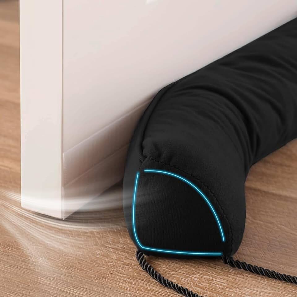 Sunolga Door Draft Stopper with Removable Washable Cover, 38", Black