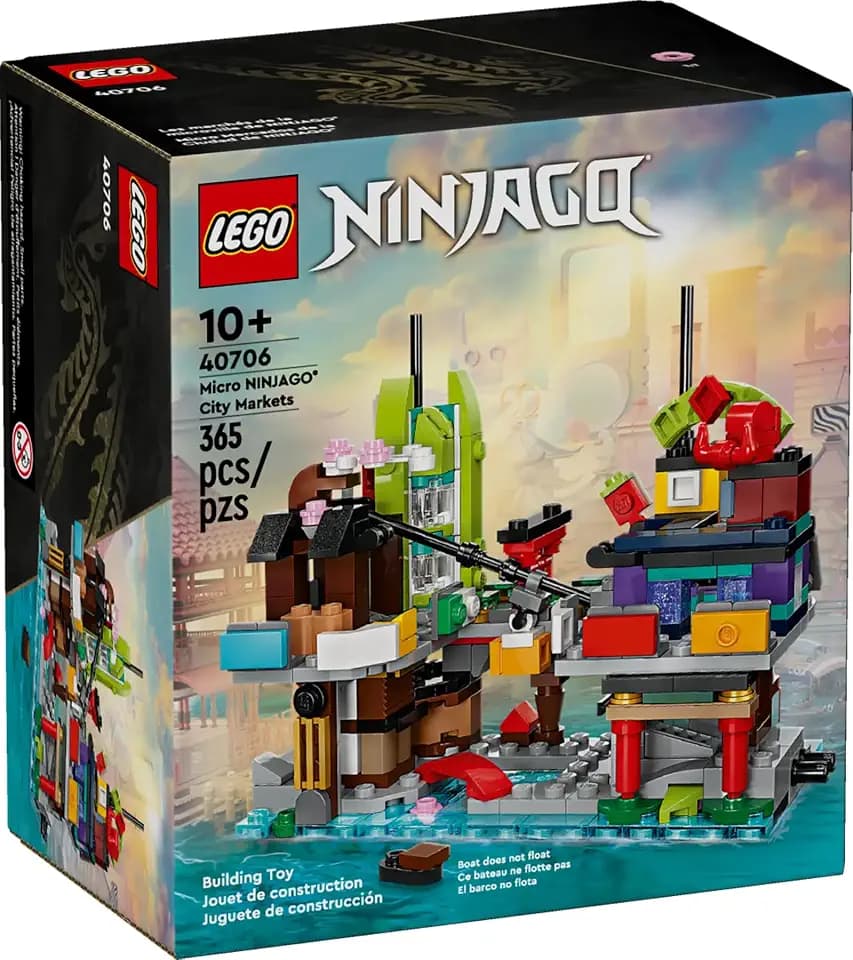 LEGO NINJAGO Micro City Markets Building Set 40706, Collectible Market Model, 365 Pieces, Ages 10+