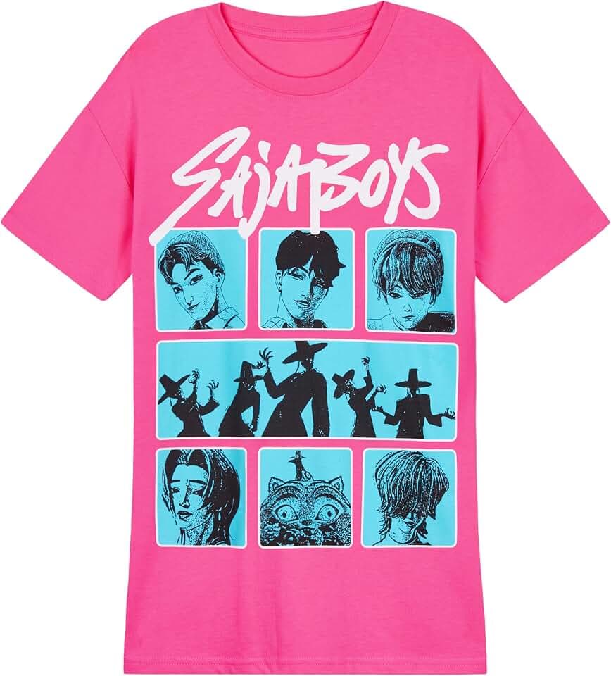 KPop Demon Hunters Offiziell Tshirt für Mädchen, Kurzarm Rundhalsshirt, Anime Huntrix Saja Boys Derpy Tiger, Kinder Geschenke