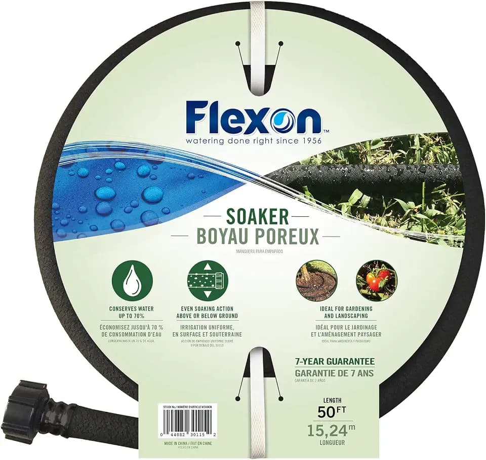 Flexon WS5850 5/8-Inch x 50-Foot Weep & Soak Garden Soaker Hose, Black