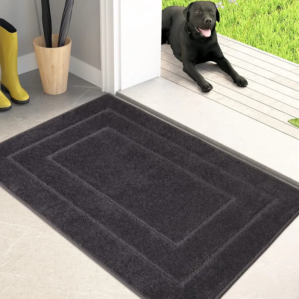PURRUGS Dirt Trapping Door Mat Indoor Entrance, 24" x 35.5", Charcoal
