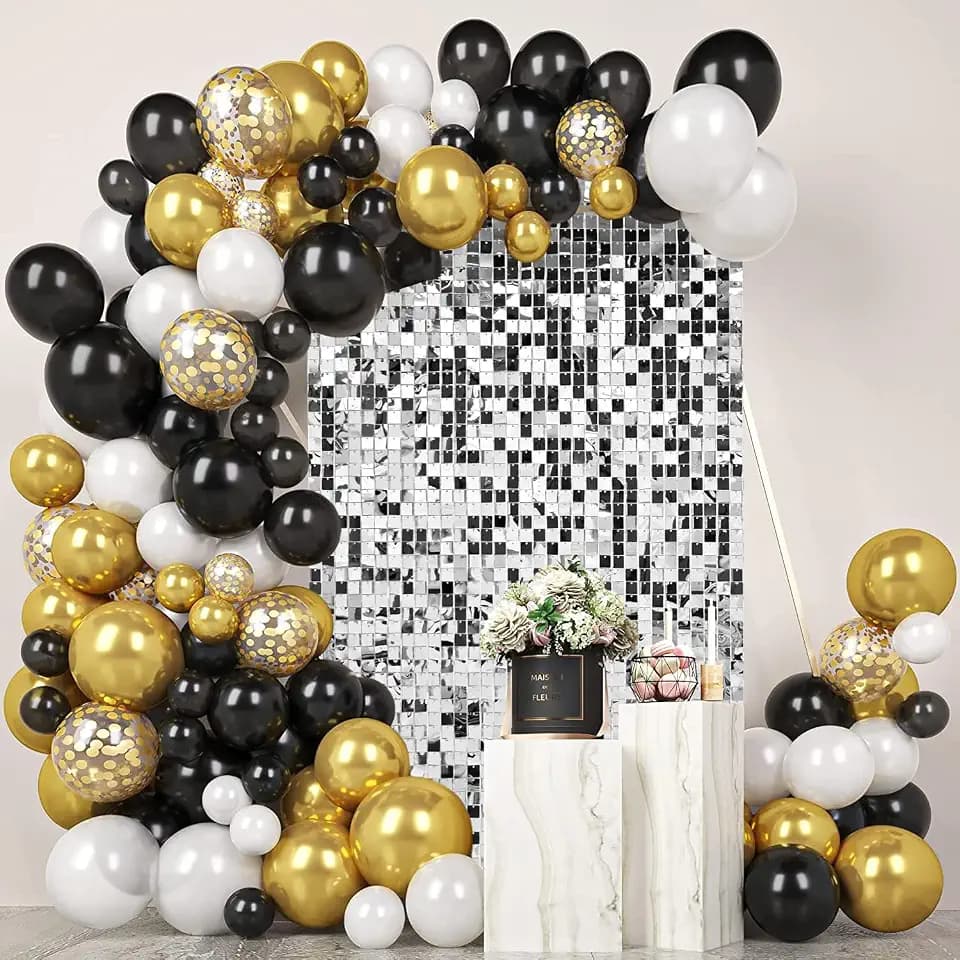 12 Pcs Silver Shimmer Wall Backdrop Panels, 3 x 4 FT for Party Decorations
