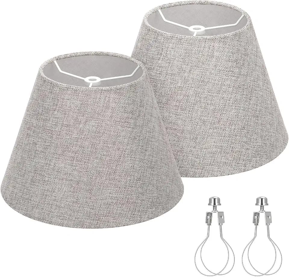 Small Lamp Shades Set of 2, 5.5" Top x 10" Bottom x 6.6" High, Gray