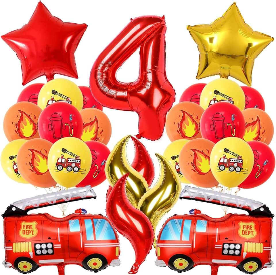 Feuerwehr Geburtstag Deko 4 Jahre 21 Stück