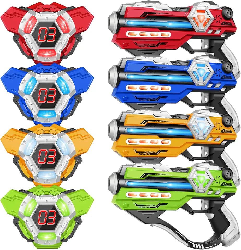 Tag Guns Set of 4 Laser Tag with Digital LED Score Display Vests for Teens