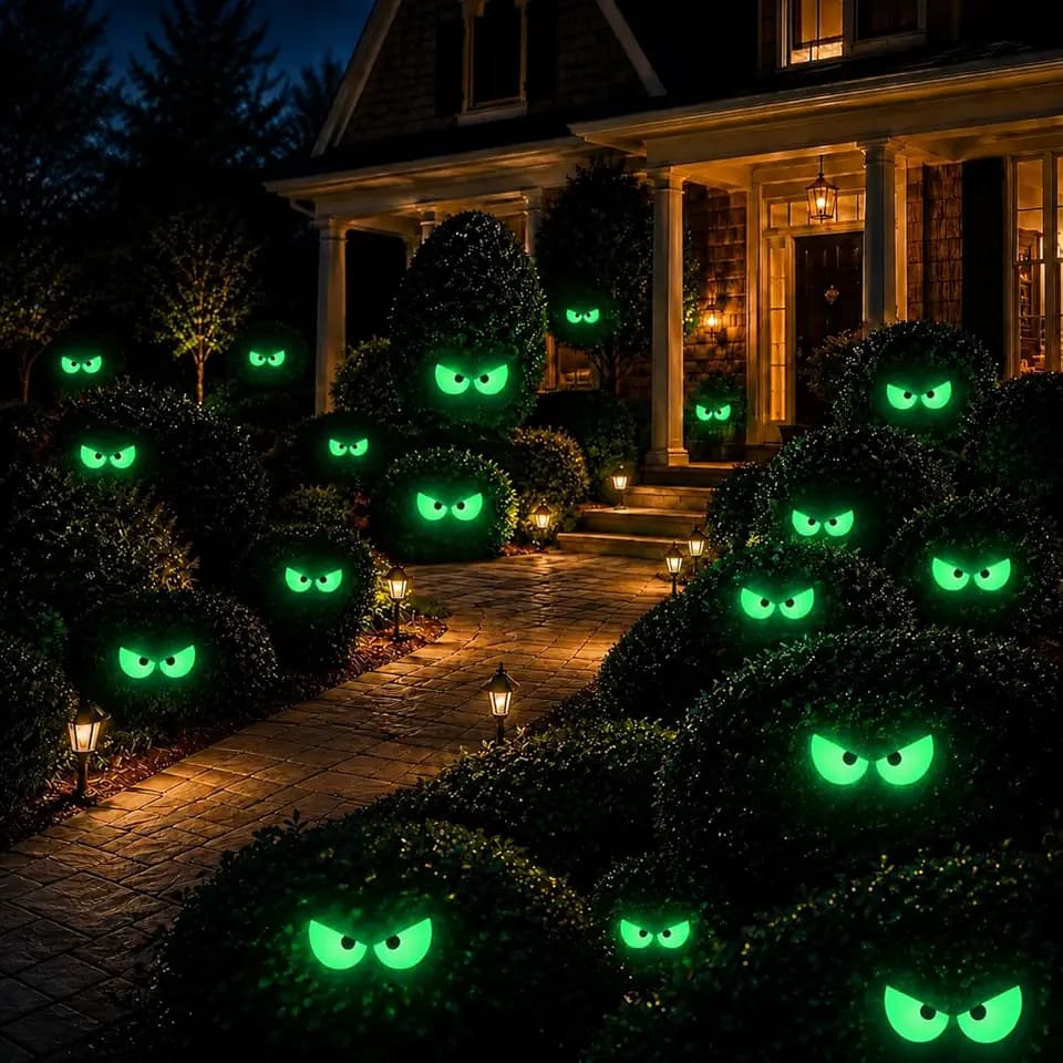 Pinkunn 24 Pcs Halloween Bush Eyes Decorations Large Peeking Monster Eyes