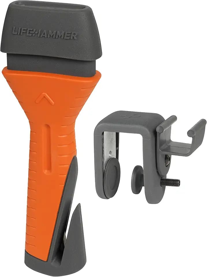 LIFEHAMMER EVOLUTION - Automatischer Notfallhammer für Auto - Nothammer mit Gurtschneider und Antirutsch Griff - Integrierter Sicherheitsschneider - Ultraharter Keramikhammerkopf - Zerstört Autoglas