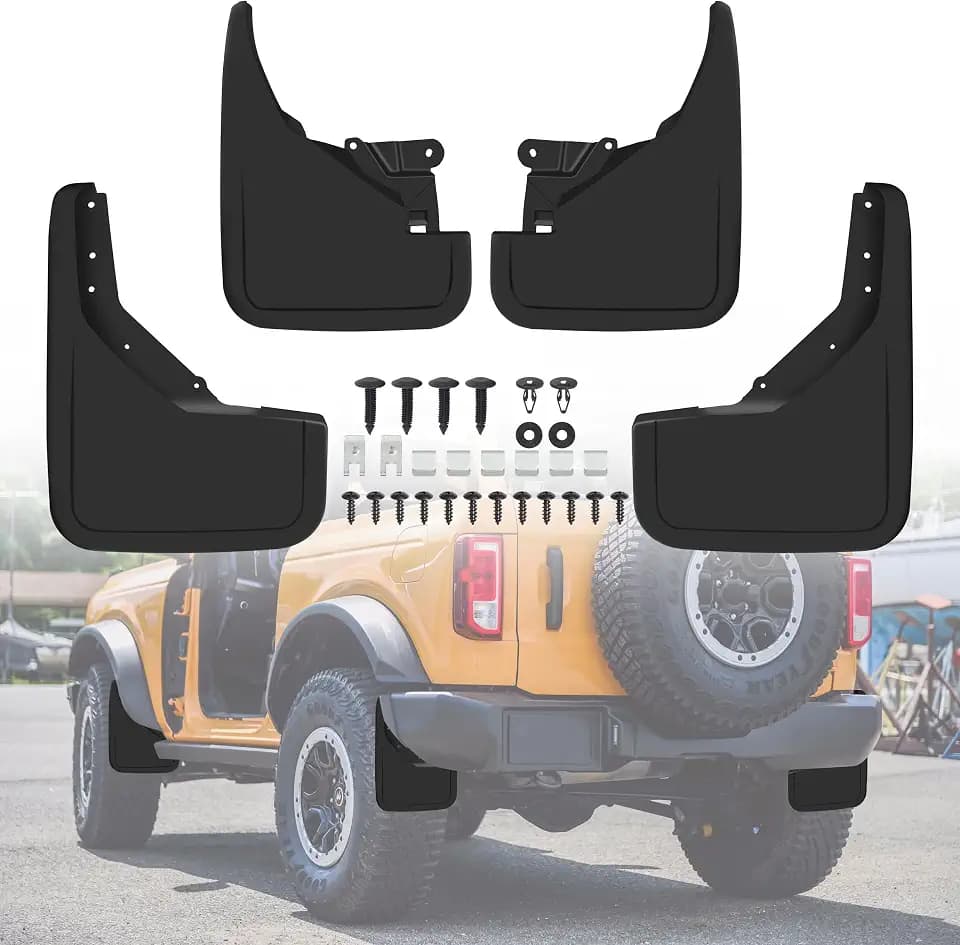 Mud Flaps Compatible with Ford Bronco 2021-2023 2/4 Door, Front Rear Tire Mud Guards Fender Flares,Wheel Splash Guard Function Upgrade Accessories, Black 4PCS (Not fit Bronco Sport,Sasquatch badlands)
