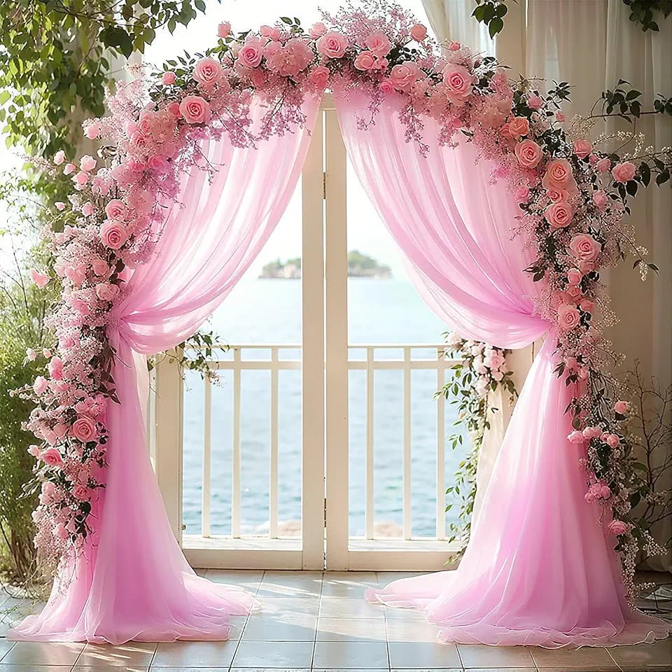 Querbehang Freihanddeko Vorhang Hochzeitsbogen Gardinen Organza