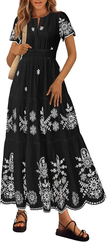 PRETTYGARDEN Womens Summer Dresses Floral Maxi Boho Spring Long Dress