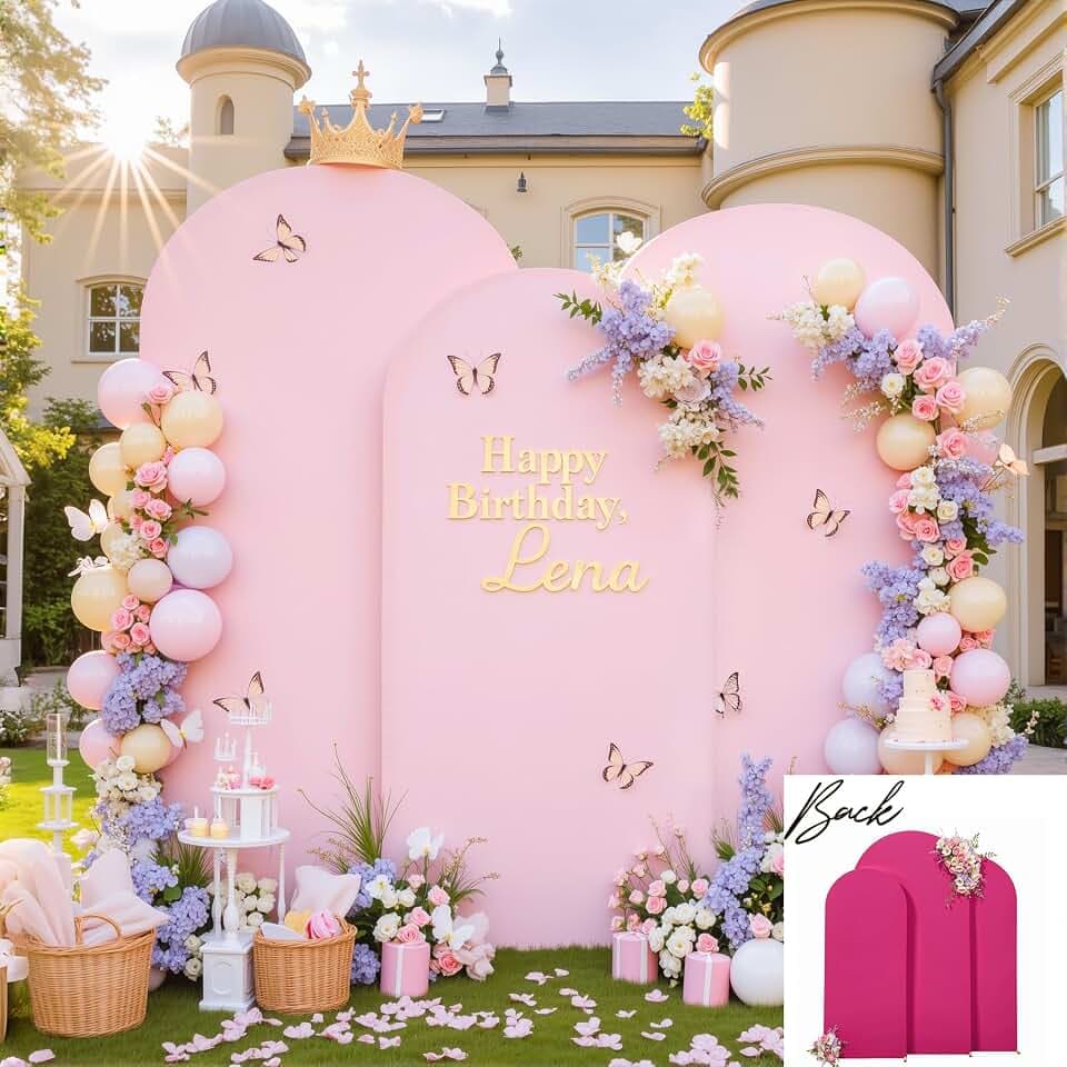 Hot Pink Arch Backdrop Cover Set of 3 Party Wedding Arch Covers Stretchy Backdrop 6FT 6.6FT 7.2FT Baby Shower Bridal Shower Photo Birthday Pink Arch Stand Cover Spandex