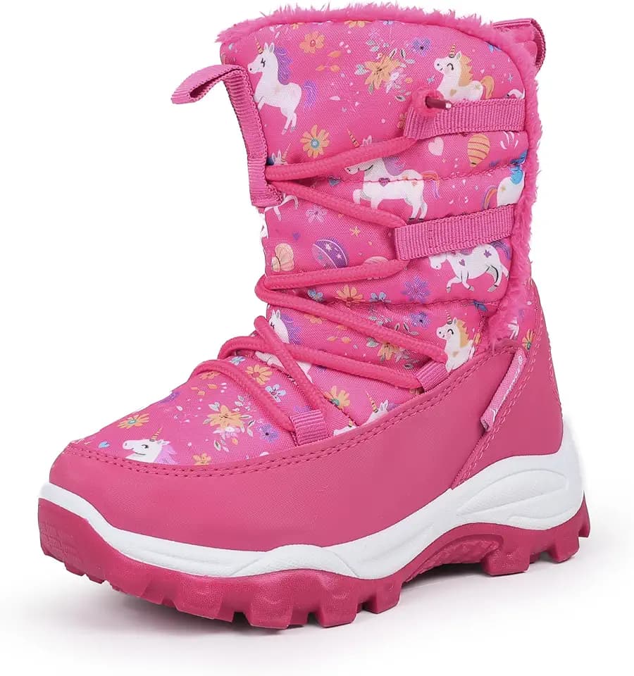 FANTURE Winter Snow Boots for Boy and Girl Outdoor with Fur Lined(Toddler/Little Kids)