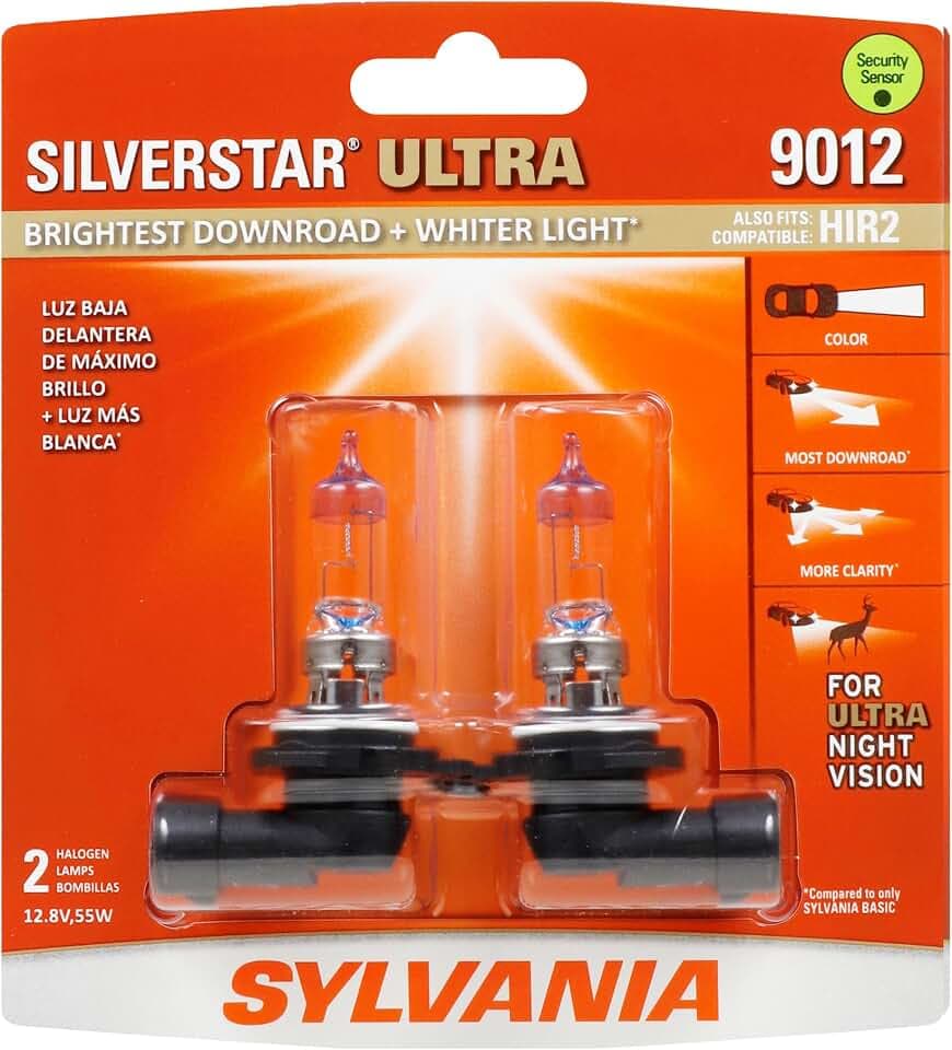 SYLVANIA 9012 SilverStar Ultra Halogen Headlight Bulb, 2 Bulbs