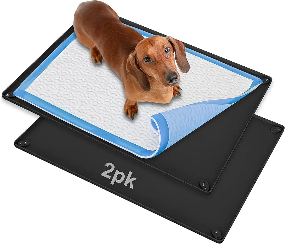 Dog Pee Pad Holder Tray Fits for 30” x 23” Pee Pads - 2 Pack - Black