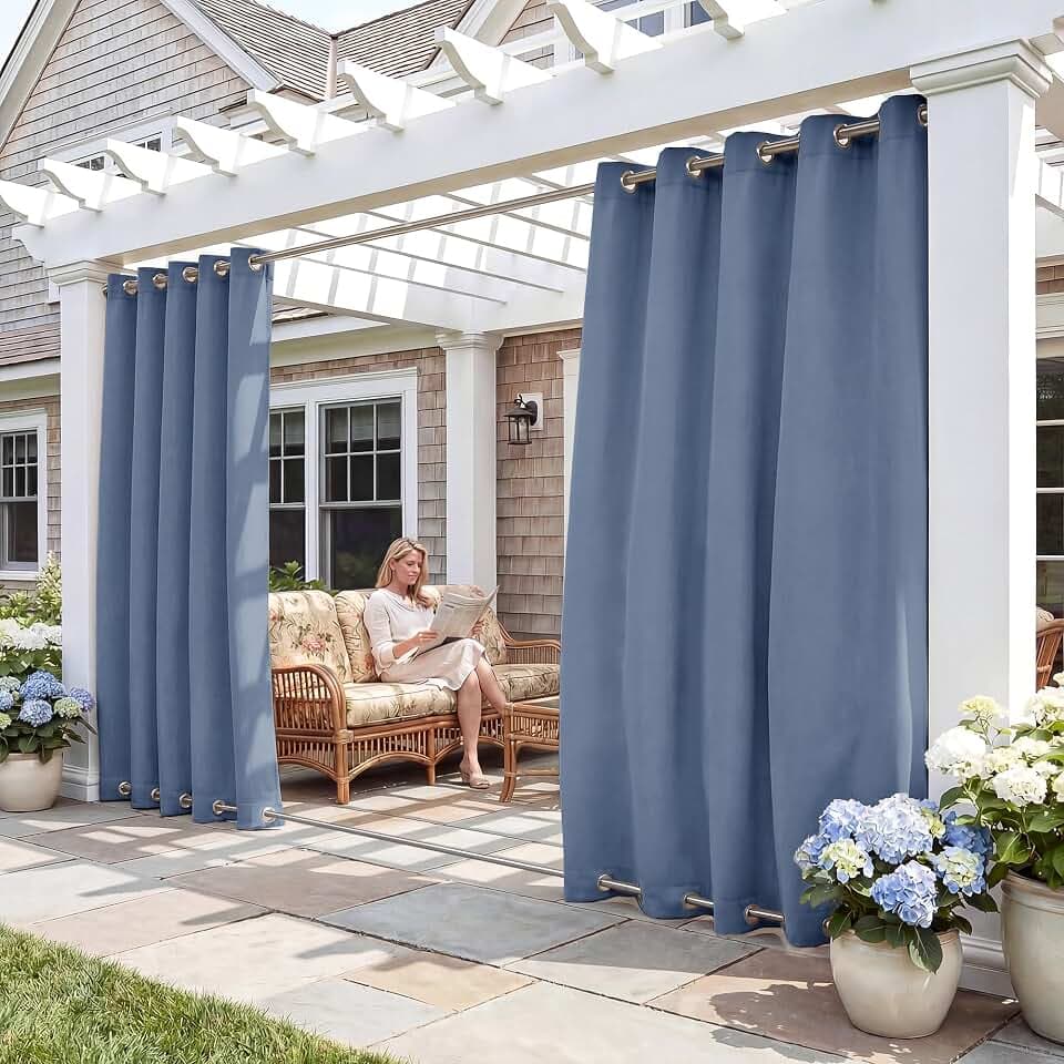 RYB HOME 2 Panels Outdoor Curtains for Patio Waterproof Weighted Windproof