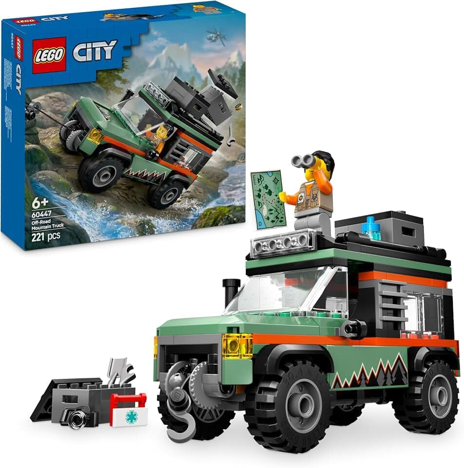 LEGO City Offroad Geländewagen - Bauspielzeug Set für Jungen und Mädchen ab 6 Jahren - Geschenk zum Geburtstag oder für Feiertage - Inkl. Abenteurer Minifigur und Zubehör 60447